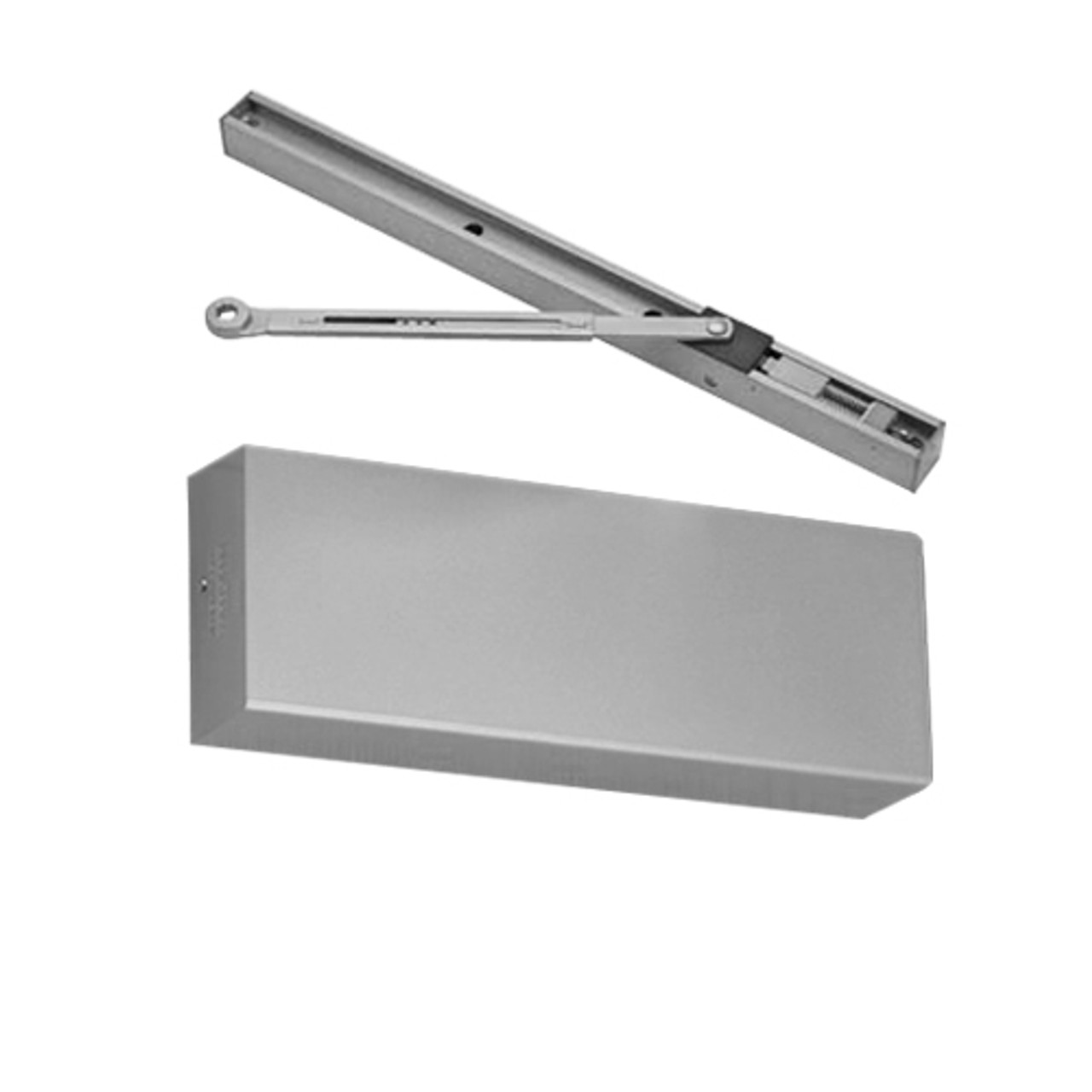 PS9500ST-689 Norton 9500 Series Non-Hold Open Cast Iron Door Closer with Push Side Slide Track in Aluminum Finish