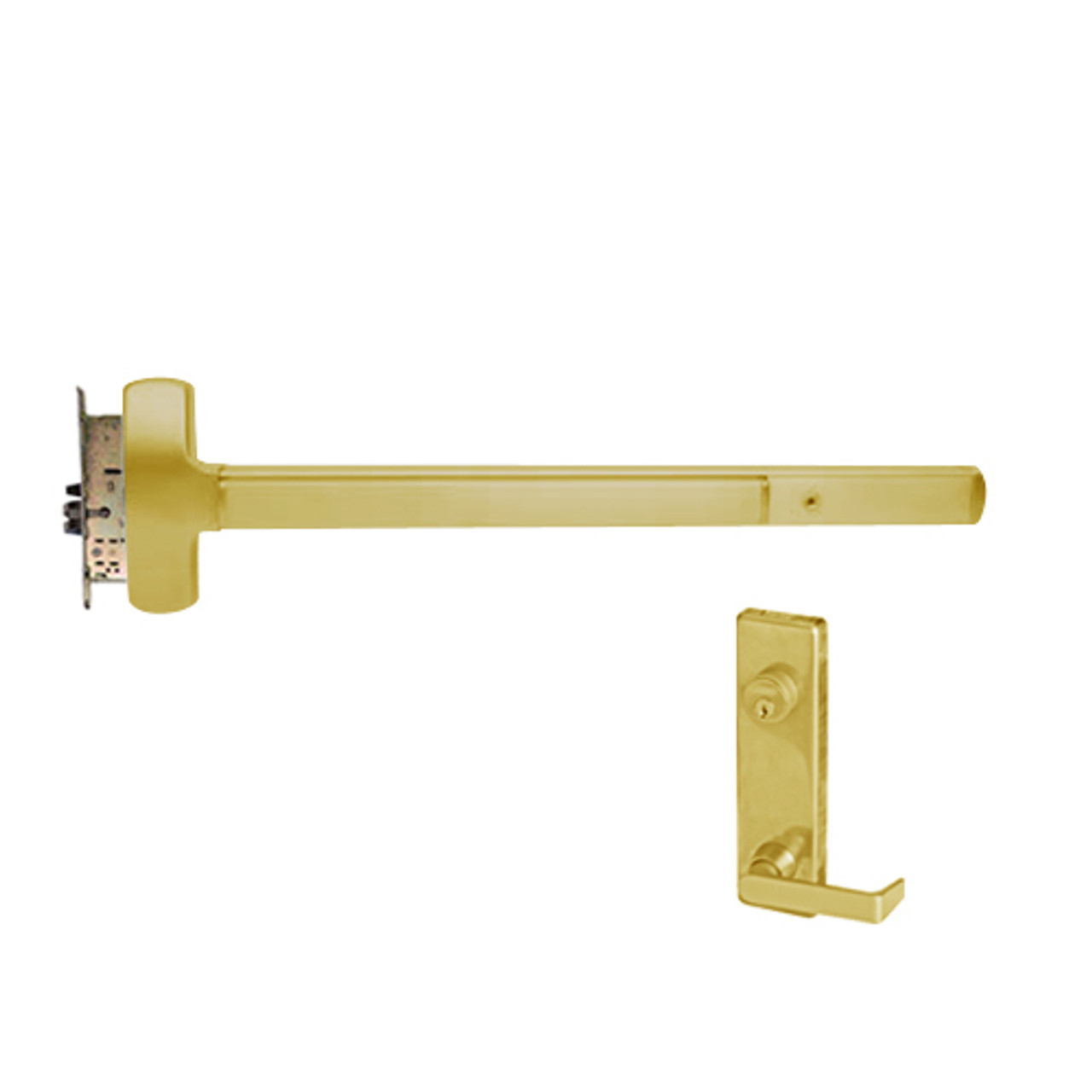 25-M-L-NL-DANE-US3-3-RHR Falcon Exit Device in Polished Brass