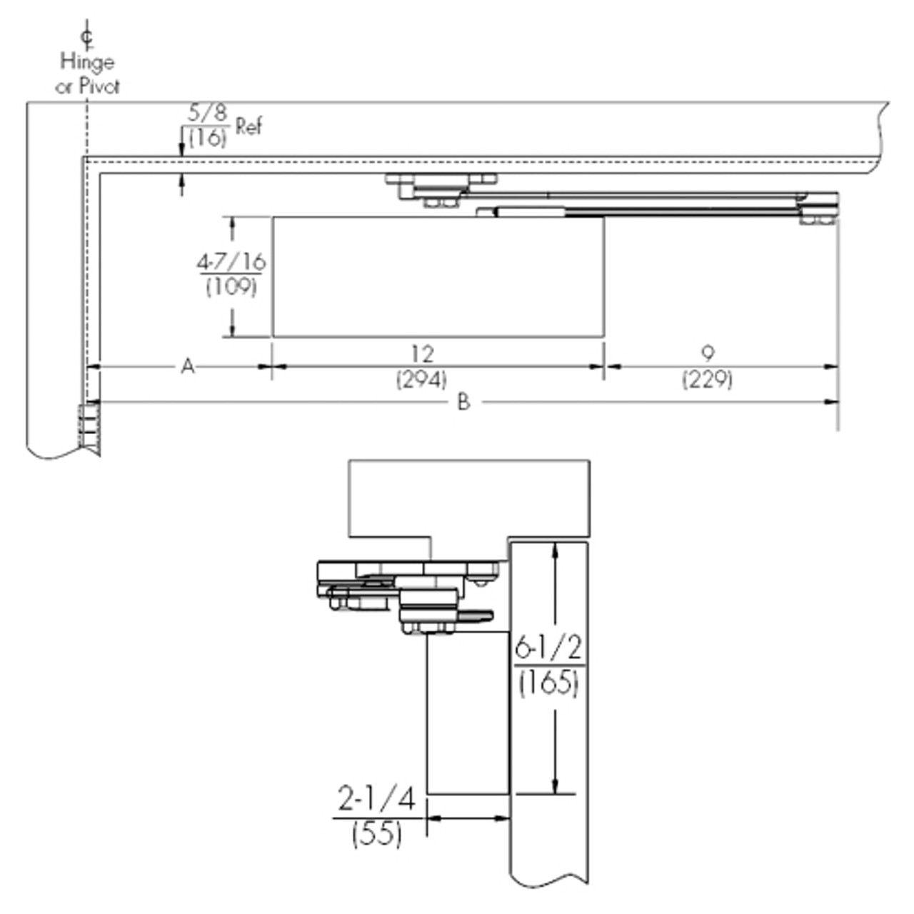 PR9500H-RH-689 Norton 9500 Series Hold Open Cast Iron Door Closer with Parallel Rigid Arm in Aluminum Finish