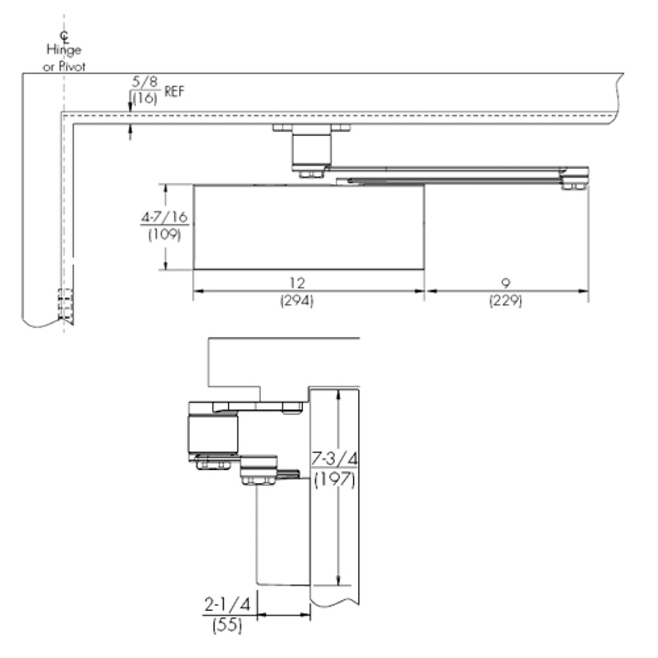 PRO9500H-RH-689 Norton 9500 Series Hold Open Cast Iron Door Closer with Parallel Rigid Offset Arm in Aluminum Finish