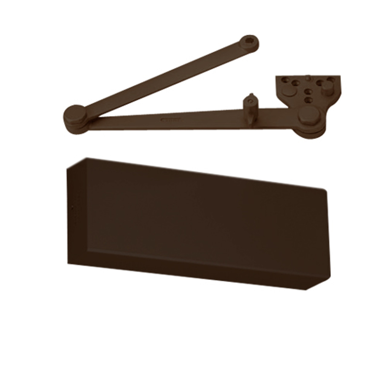 CLP9500T-690 Norton 9500 Series Hold Open Cast Iron Door Closer with CloserPlus Arm in Statuary Bronze Finish