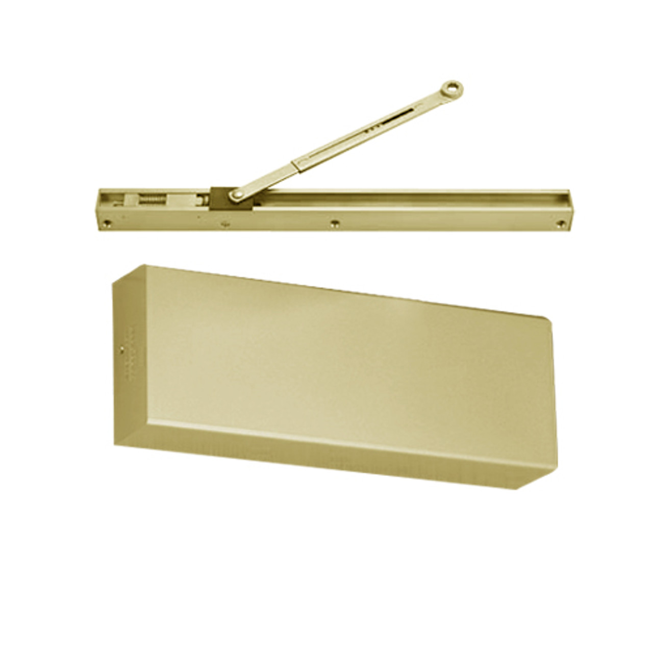 9500STDA-696 Norton 9500 Series Non-Hold Open Cast Iron Door Closer with Pull Side Slide Track in Gold Finish