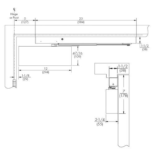 PS9500STDA-694 Norton 9500 Series Non-Hold Open Cast Iron Door Closer with Push Side Slide Track in Medium Amber Finish
