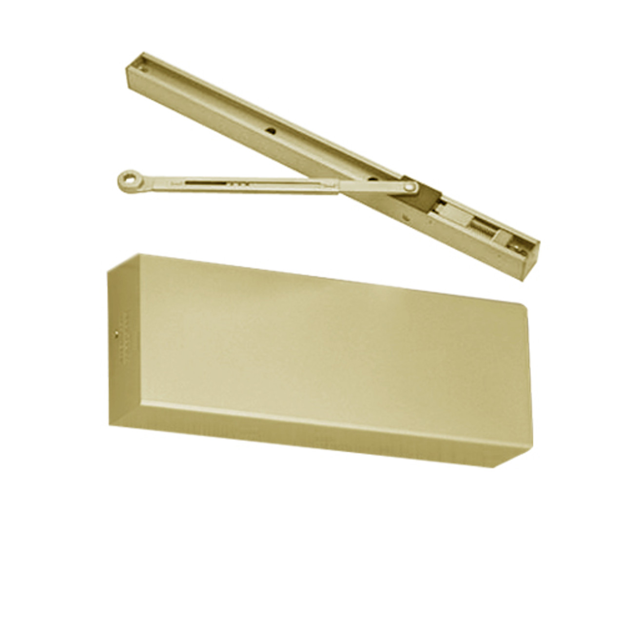 PS9500STDA-696 Norton 9500 Series Non-Hold Open Cast Iron Door Closer with Push Side Slide Track in Gold Finish