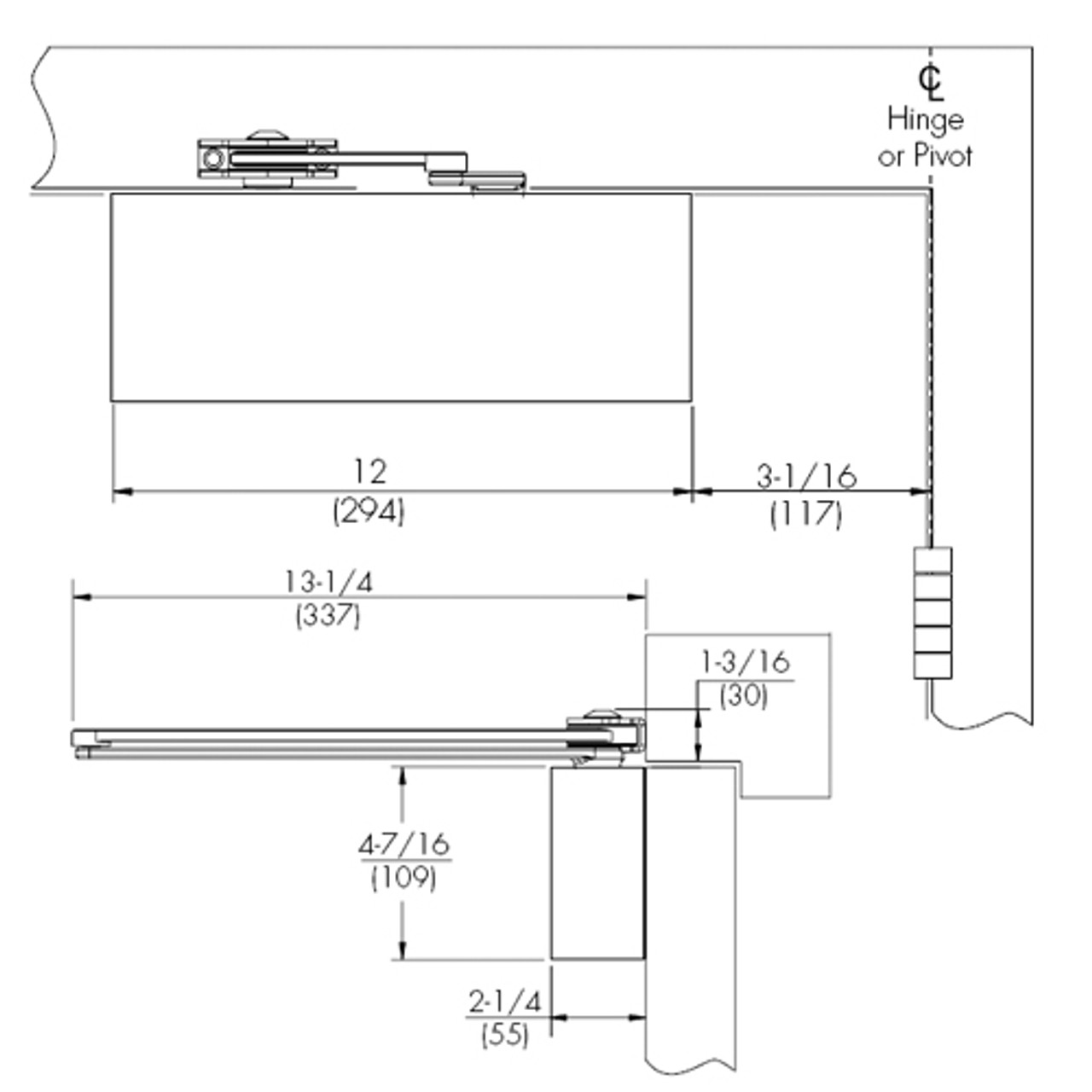 R9500DA-689 Norton 9500 Series Non-Hold Open Cast Iron Door Closer with Regular Rigid Arm in Aluminum Finish