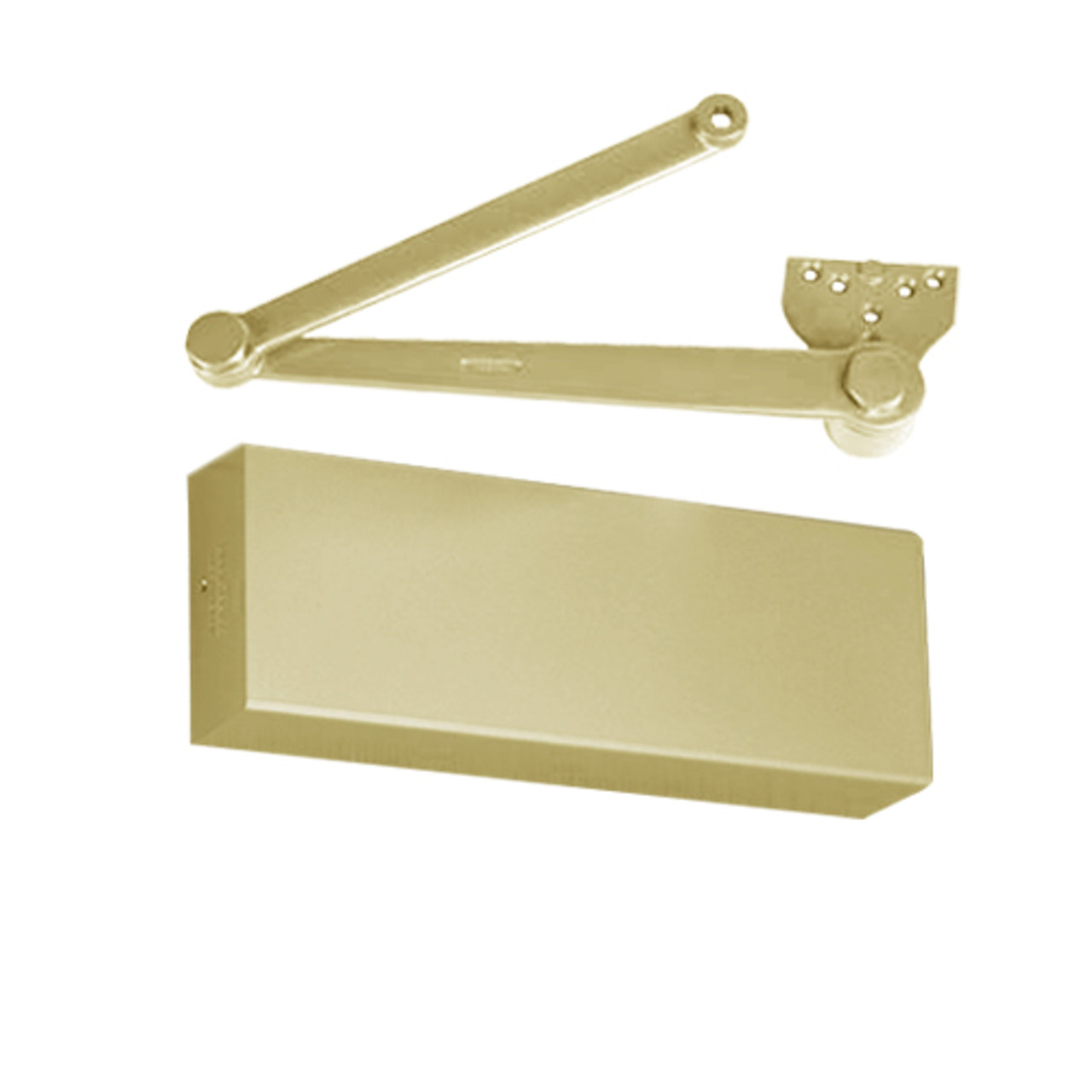 PRO9500HM-LH-696 Norton 9500 Series Hold Open Cast Iron Door Closer with Parallel Rigid Offset Arm in Gold Finish