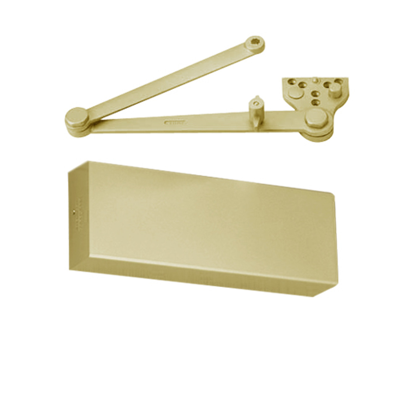 CLP9500TM-696 Norton 9500 Series Hold Open Cast Iron Door Closer with CloserPlus Arm in Gold Finish