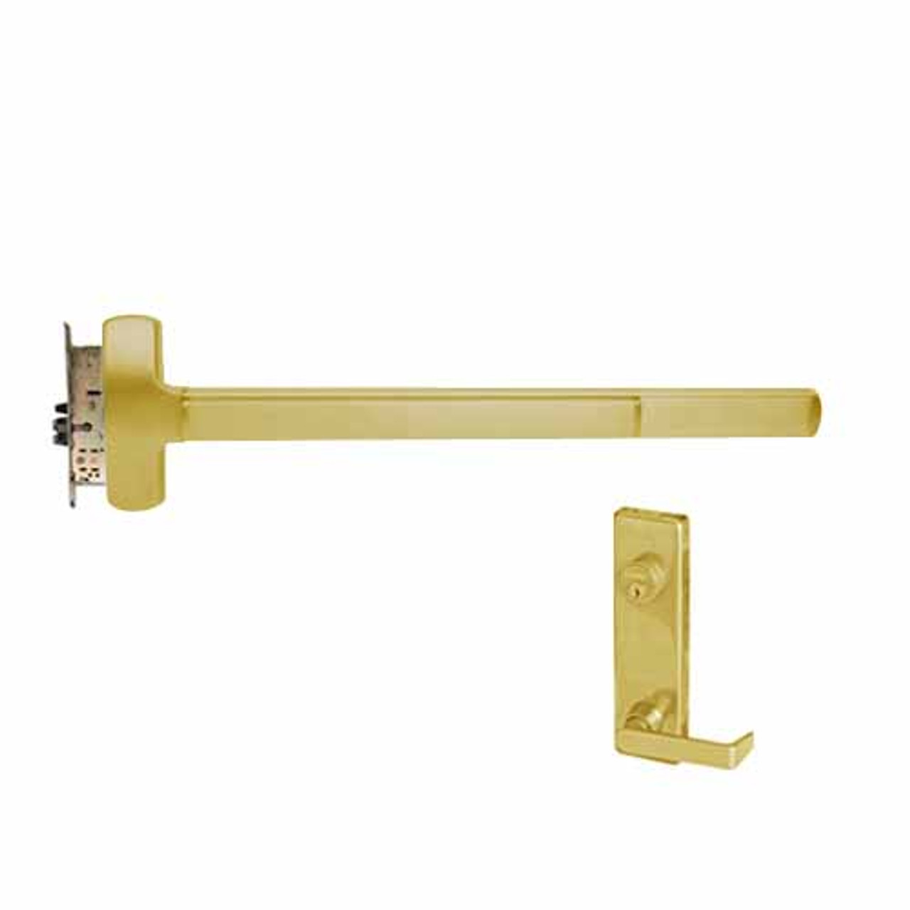 F-25-M-L-NL-Dane-US3-3-RHR Falcon Exit Device in Polished Brass