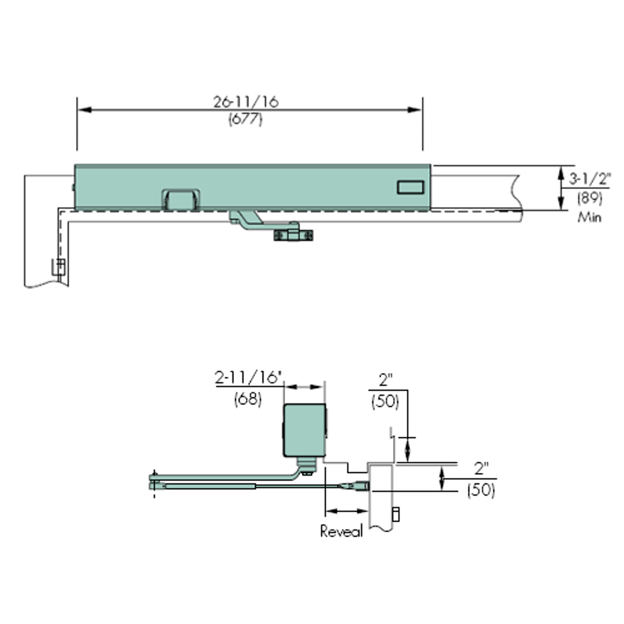 7122SZ-LH-120VAC-689 Norton 7100SZ Series Safe Zone Multi-Point Closer/Holder with Motion Sensor and Push Side Double Lever 11 inch Main Arm in Aluminum Finish