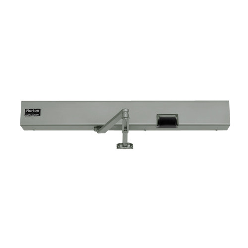 7132SZ-LH-24VDC-694 Norton 7100SZ Series Safe Zone Multi-Point Closer/Holder with Motion Sensor and Push Side Double Lever 13-1/2 inch Main Arm in Medium Amber Finish