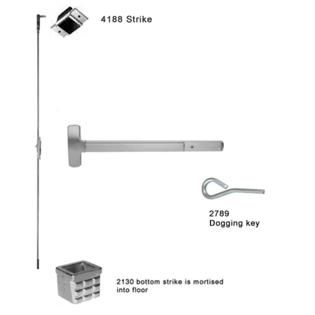 25-C-L-DANE-US26-3-LHR Falcon Exit Device in Polished Chrome