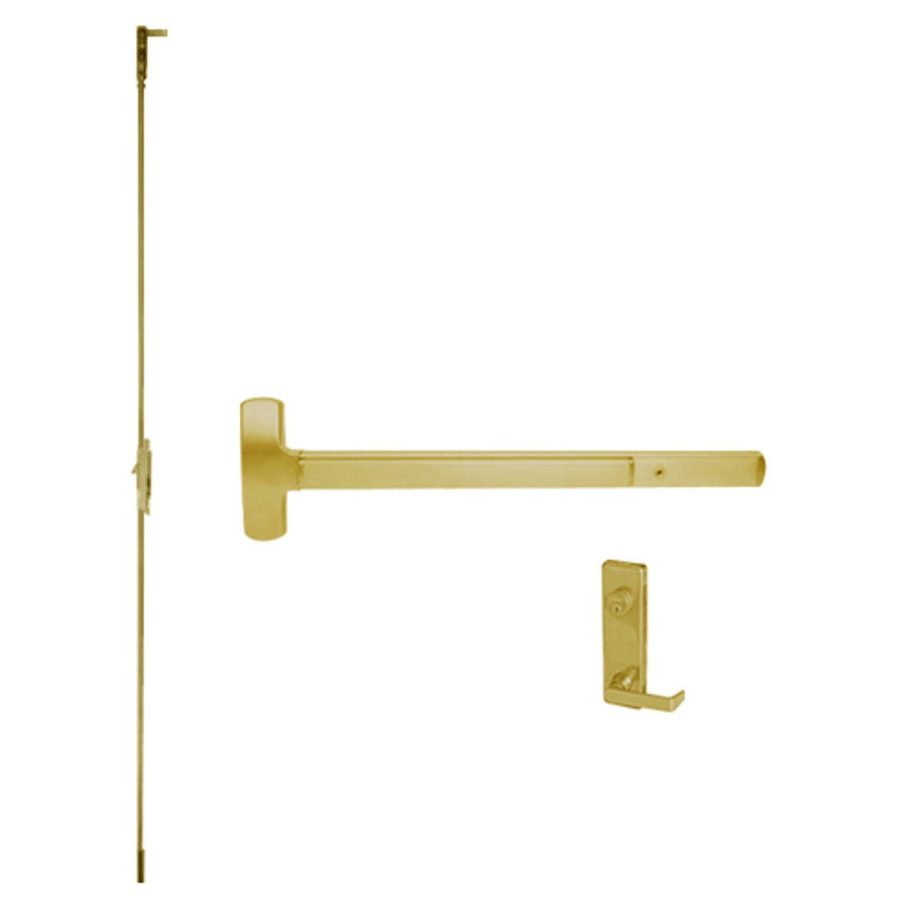 25-C-L-DANE-US3-3-LHR Falcon Exit Device in Polished Brass