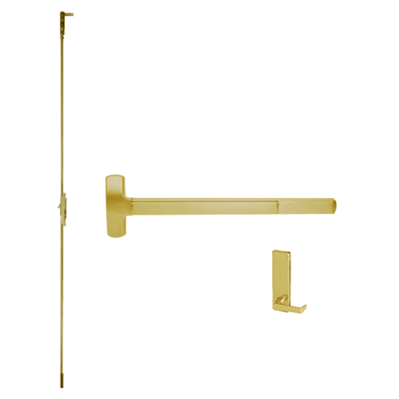 F-25-C-L-BE-DANE-US3-4-RHR Falcon Exit Device in Polished Brass