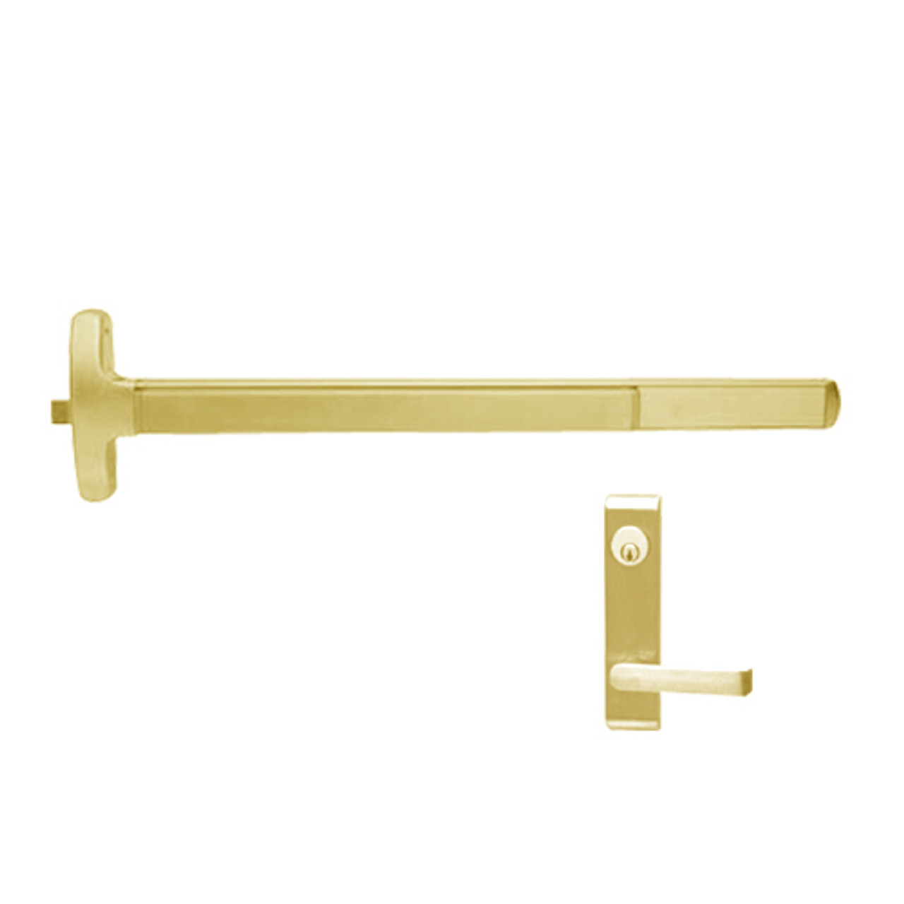F-24-R-L-DANE-US3-3-LHR Falcon Exit Device in Polished Brass