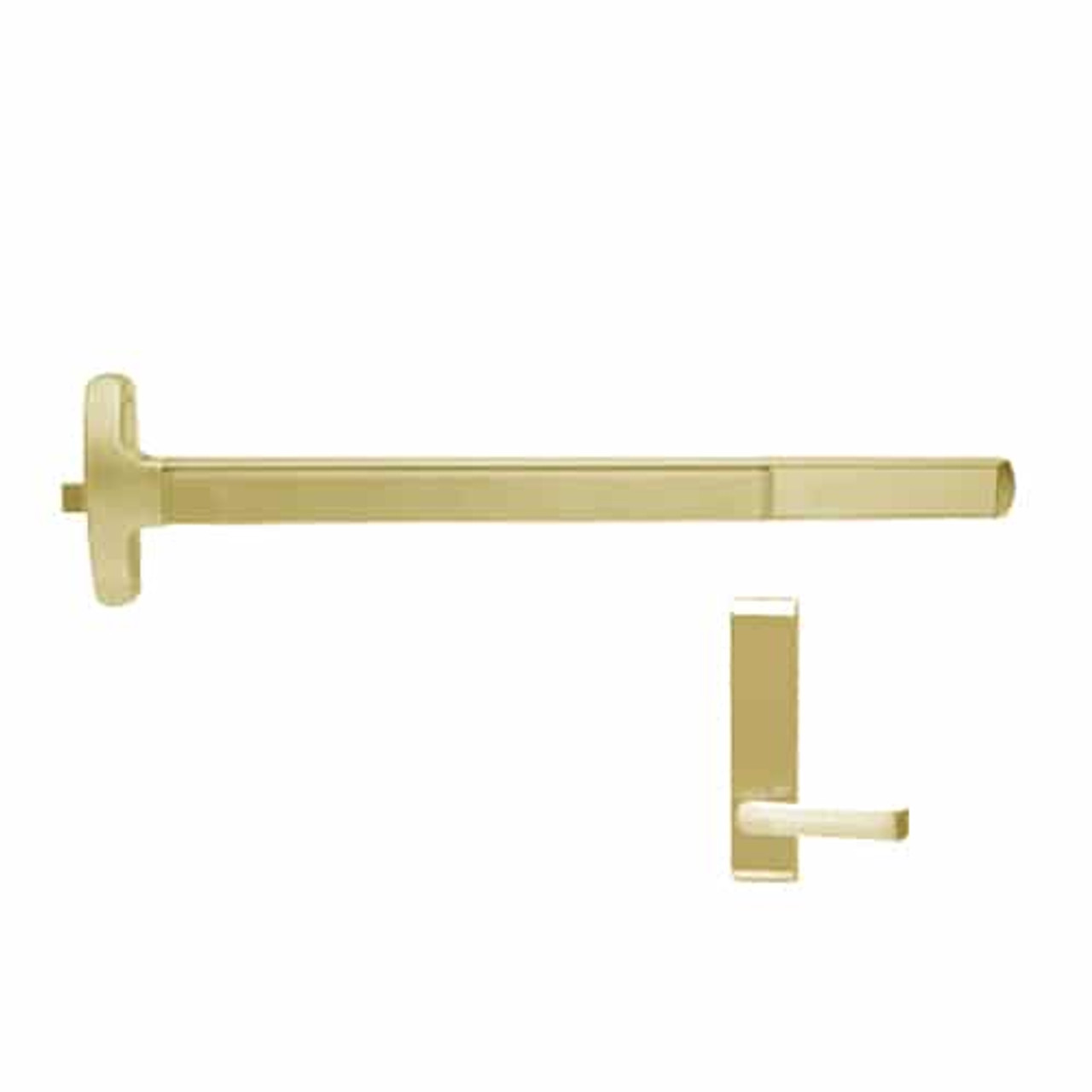 F-24-R-L-BE-DANE-US4-4-LHR Falcon Exit Device in Satin Brass