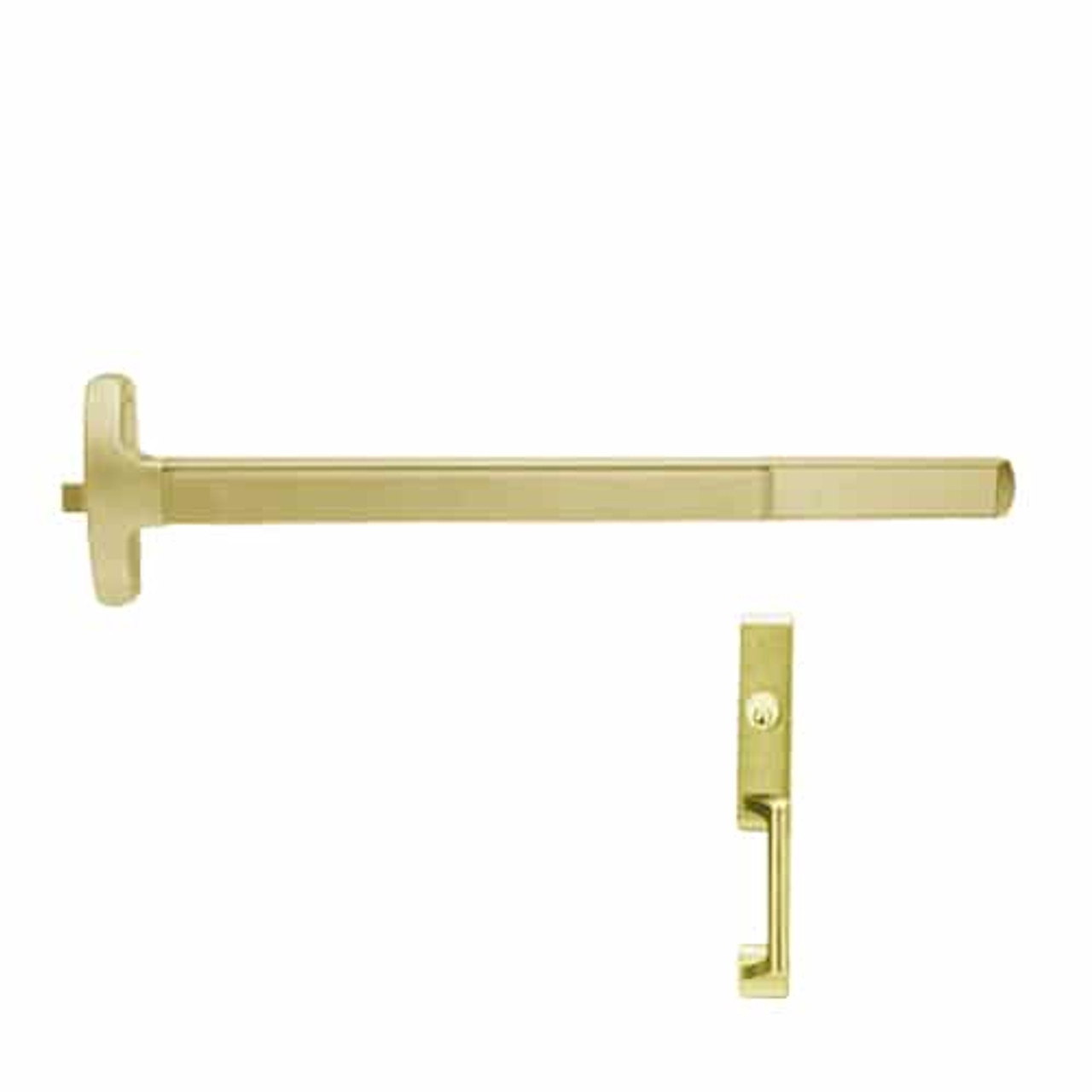F-24-R-NL-US4-4-LHR Falcon Exit Device in Satin Brass