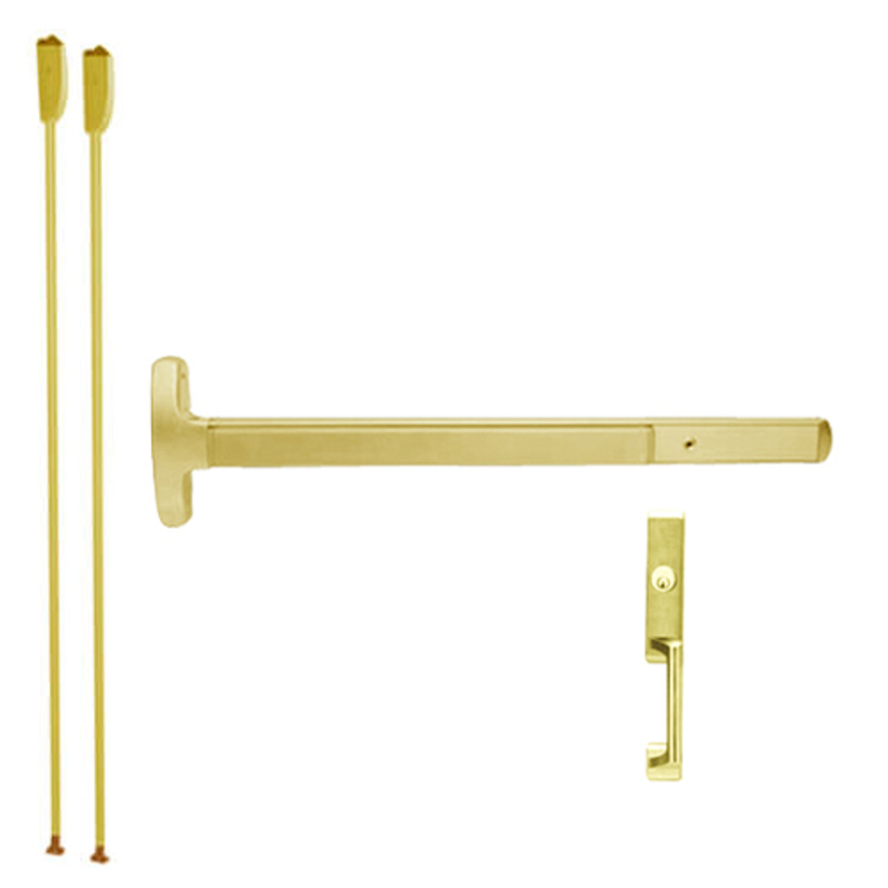 24-V-NL-US3-4-LHR Falcon Exit Device in Polished Brass