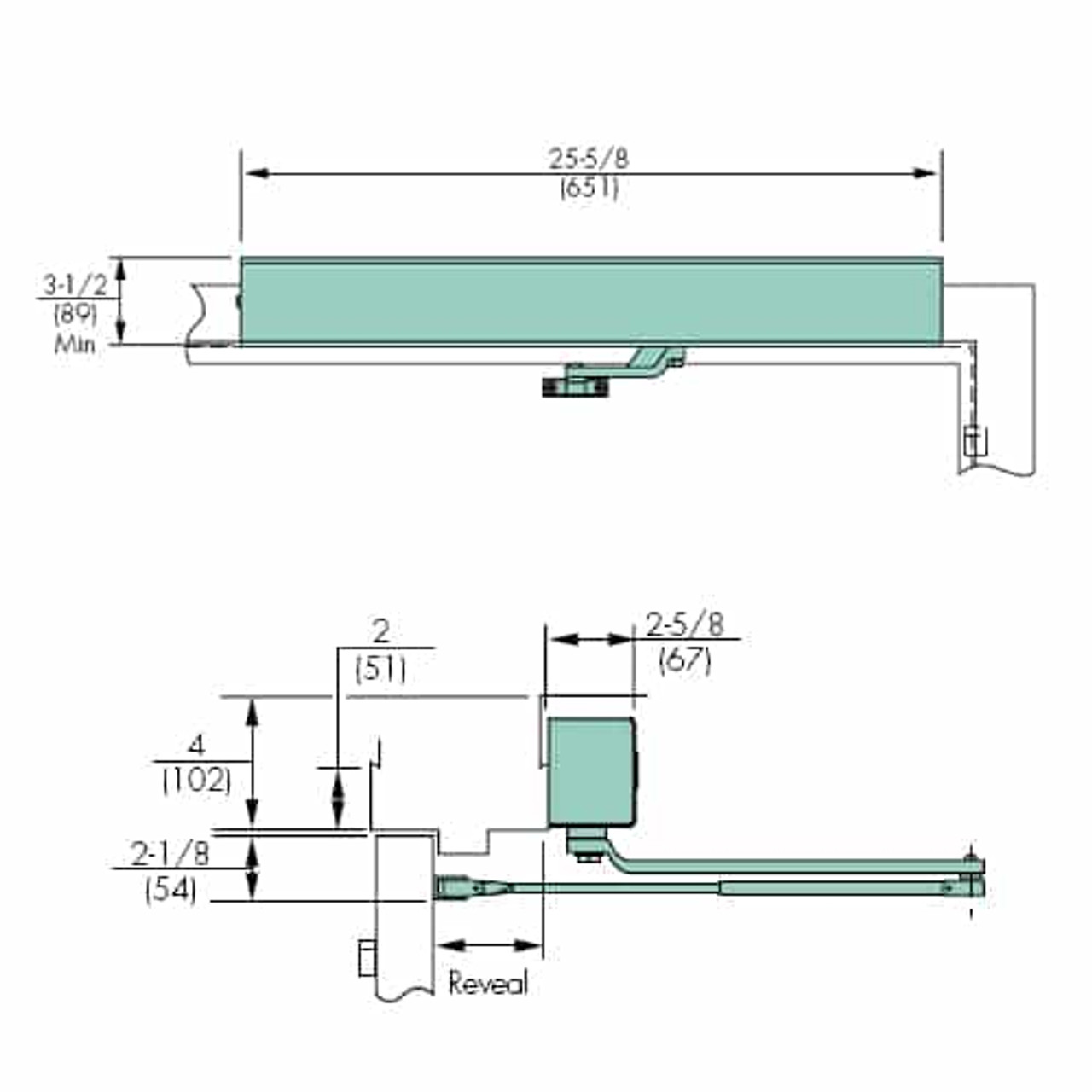 7223MPSO-LH-24VDC-689 Norton 7200 Series Electromechanical Closer and Holder with Double Lever Arm - 11 inch Main Arm Slave/Support Unit in Aluminum