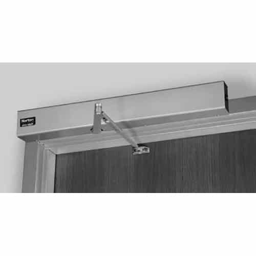 7224MPSO-LH-24VDC-689 Norton 7200 Series Electromechanical Closer and Holder with Double Lever Arm - 11 inch Main Arm Slave/Support Unit in Aluminum Finish