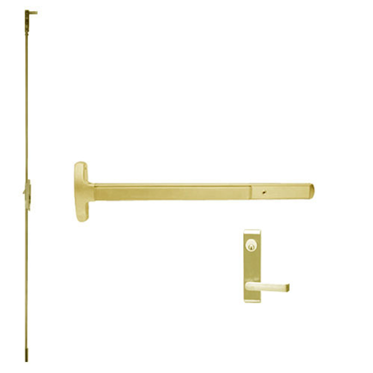 24-C-L-DANE-US3-4-LHR Falcon Exit Device in Polished Brass