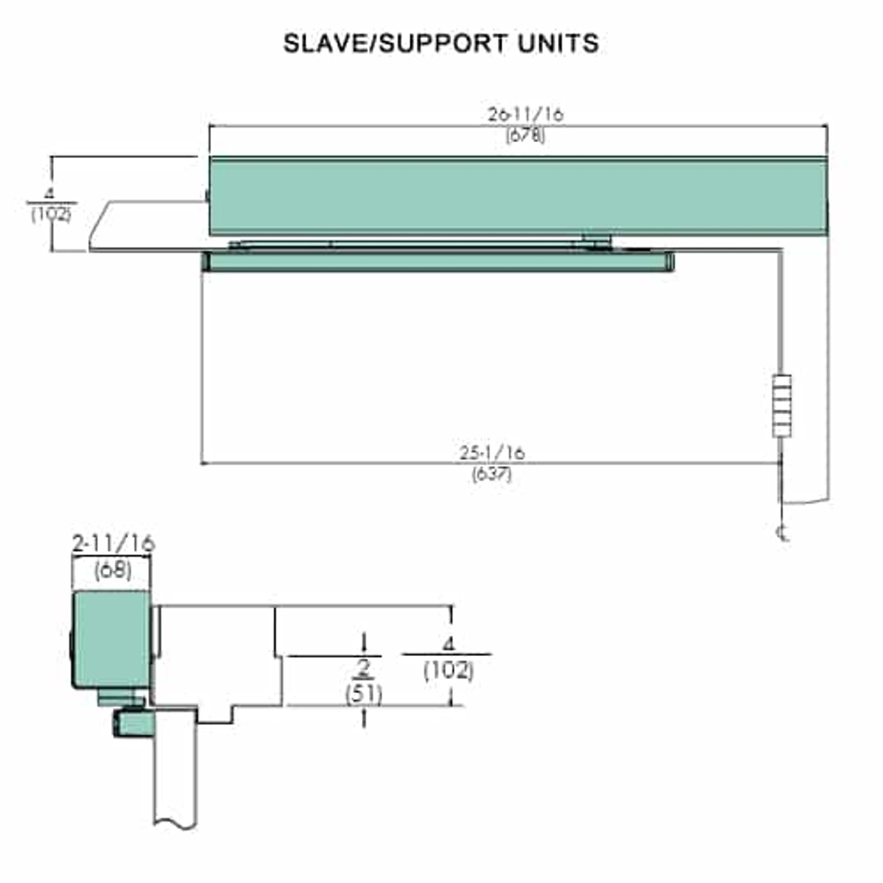 7253MPSO-LH-24VDC-690 Norton 7200 Series Electromechanical Closer and Holder with Double Egress Arm Slide Track Slave/Support Unit in Statuary Bronze Finish