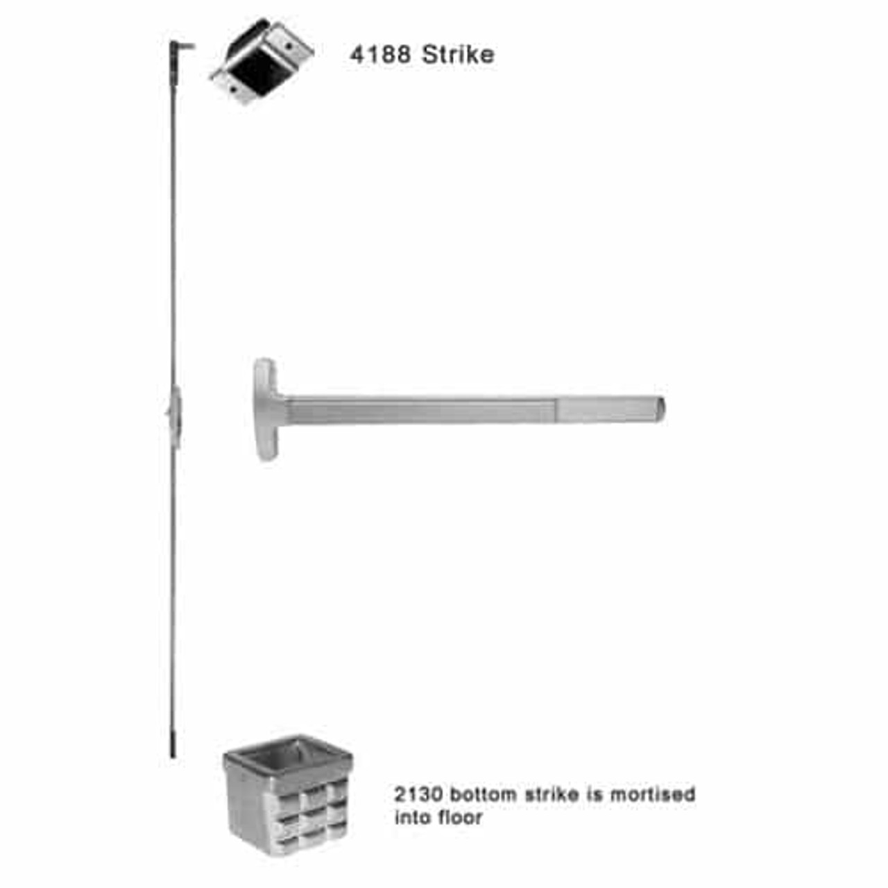 F-24-C-NL-US28-3-LHR Falcon 24 Series Fire Rated Concealed Vertical Rod Device with 718NL Delta Night Latch Trim in Anodized Aluminum