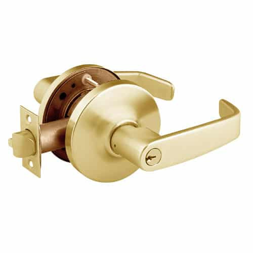 28-10G04-GL-03 Sargent 10 Line Cylindrical Storeroom/Closet Locks with L Lever Design and G Rose in Bright Brass