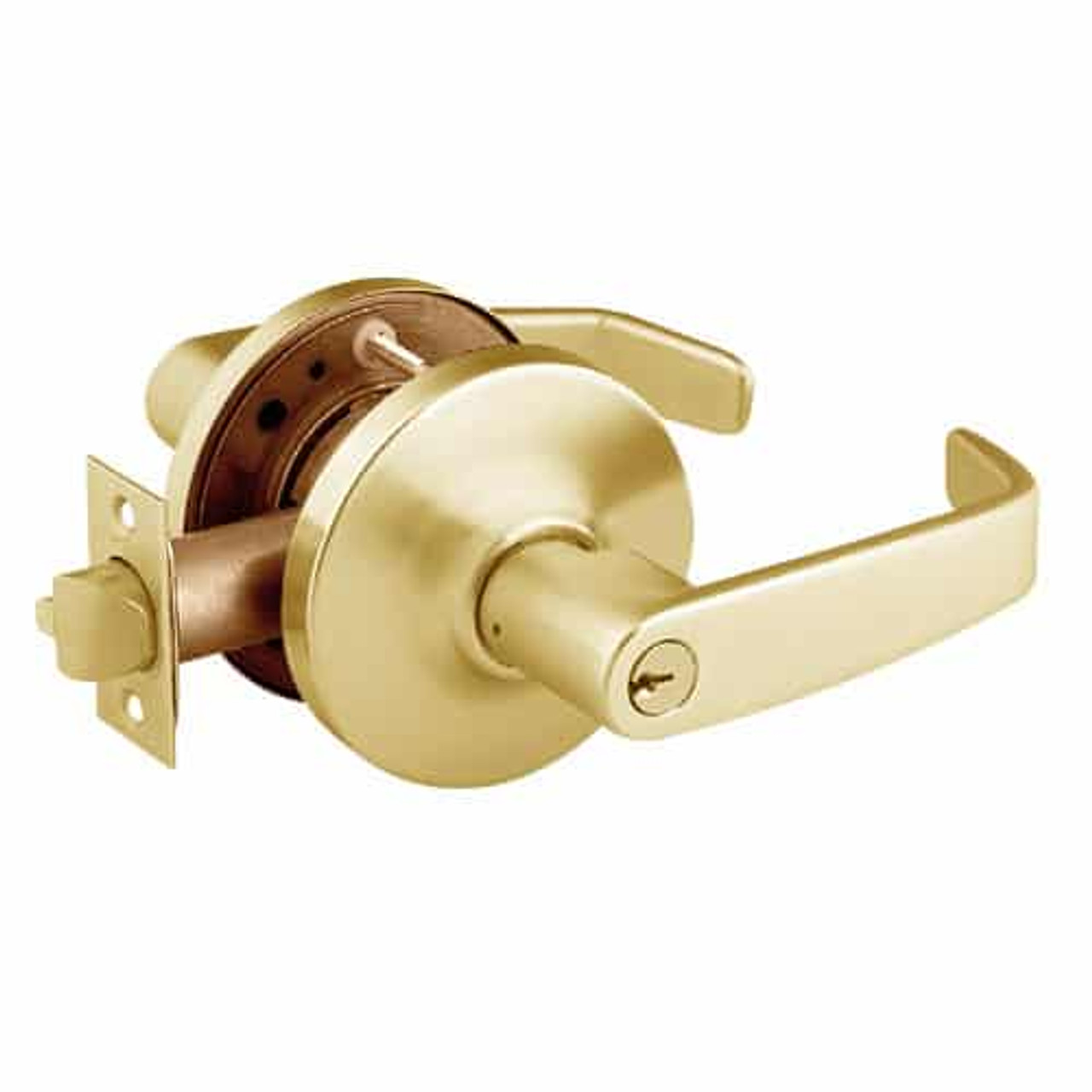 28-10G05-GL-03 Sargent 10 Line Cylindrical Entry/Office Locks with L Lever Design and G Rose in Bright Brass