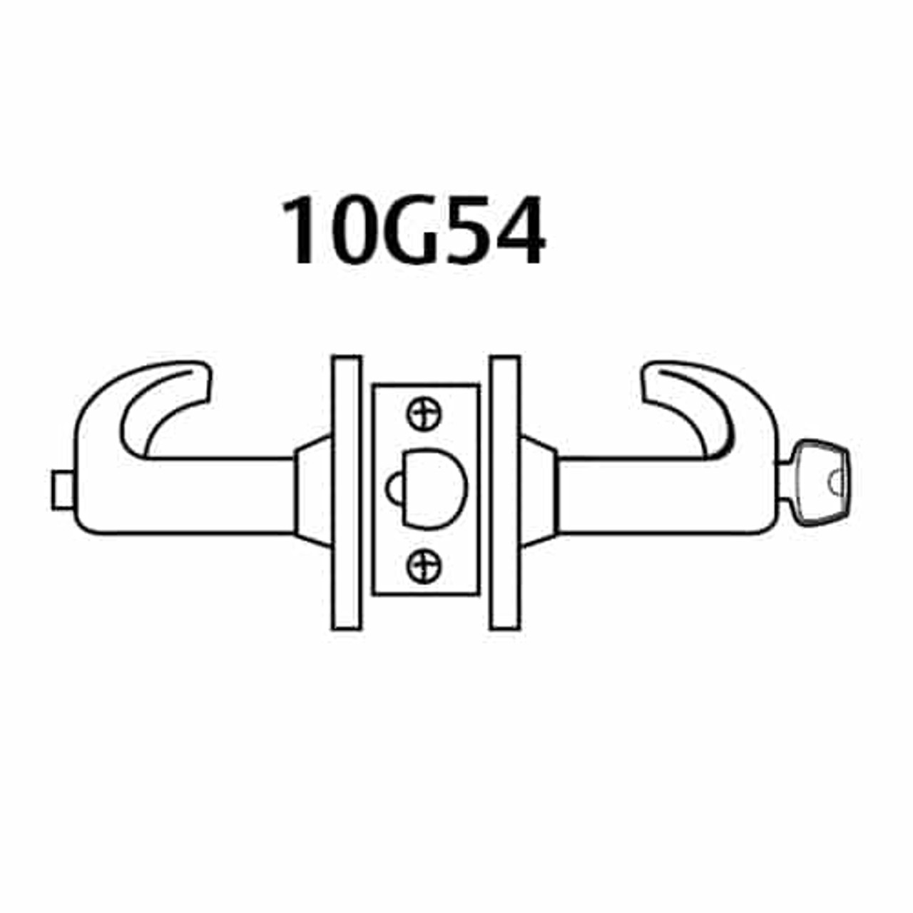 28-10G54-GL-04 Sargent 10 Line Cylindrical Dormitory Locks with L Lever Design and G Rose in Satin Brass