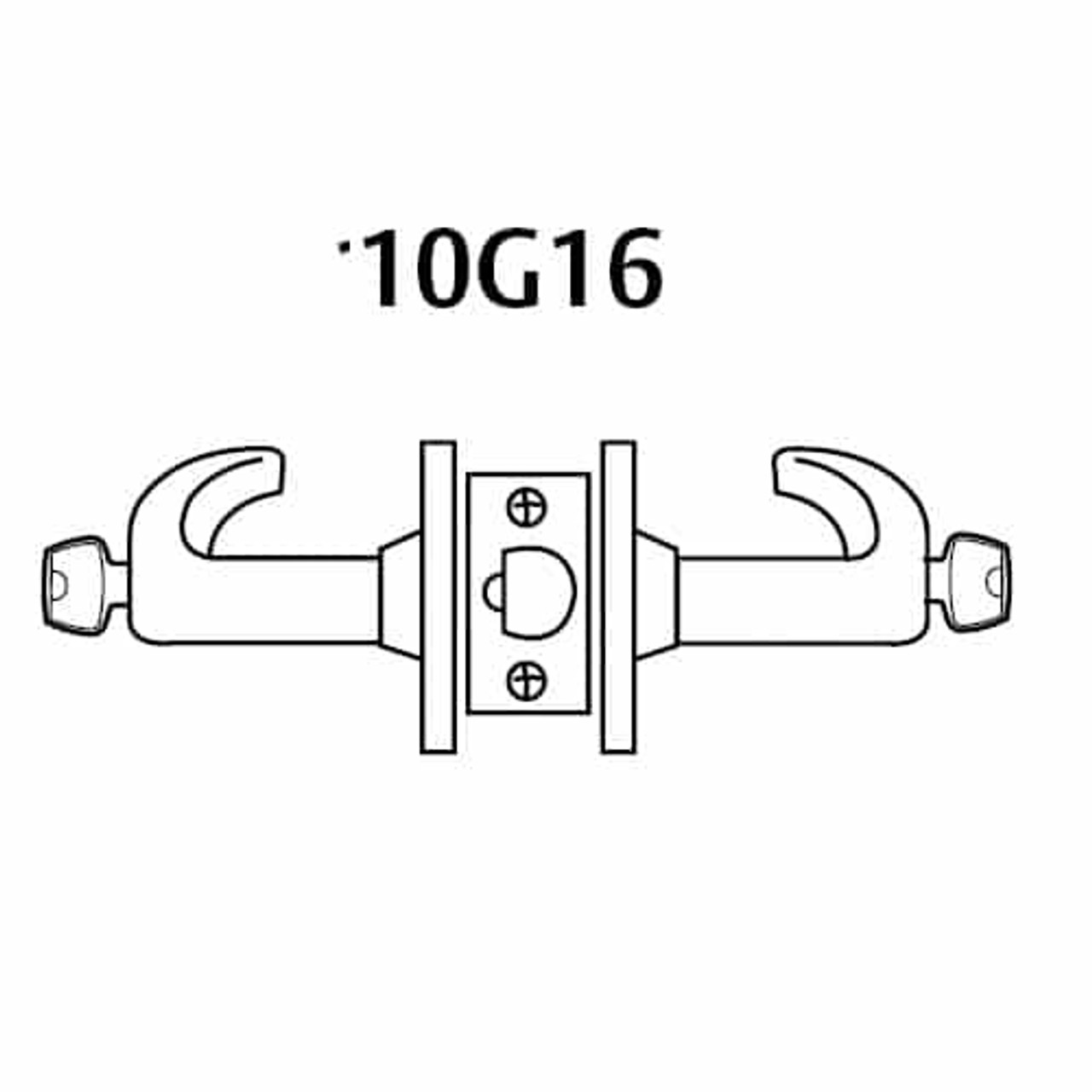 28-10G16-GL-26 Sargent 10 Line Cylindrical Classroom Locks with L Lever Design and G Rose in Bright Chrome