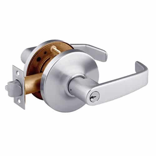 28-10G17-GL-26D Sargent 10 Line Cylindrical Institutional Locks with L Lever Design and G Rose in Satin Chrome