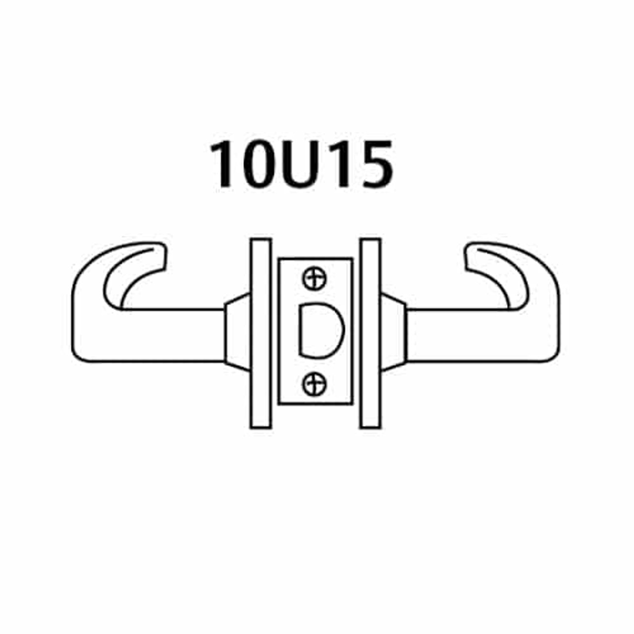 28-10U15-GL-03 Sargent 10 Line Cylindrical Passage Locks with L Lever Design and G Rose in Bright Brass