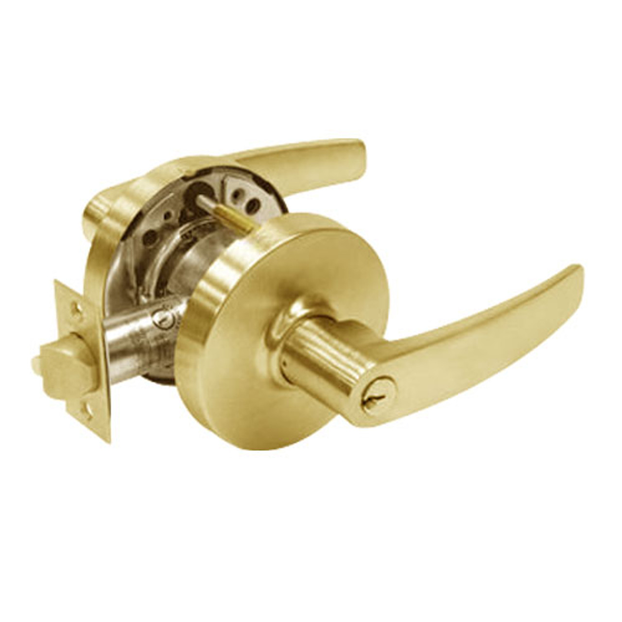 28-10G04-LB-03 Sargent 10 Line Cylindrical Storeroom/Closet Locks with B Lever Design and L Rose in Bright Brass