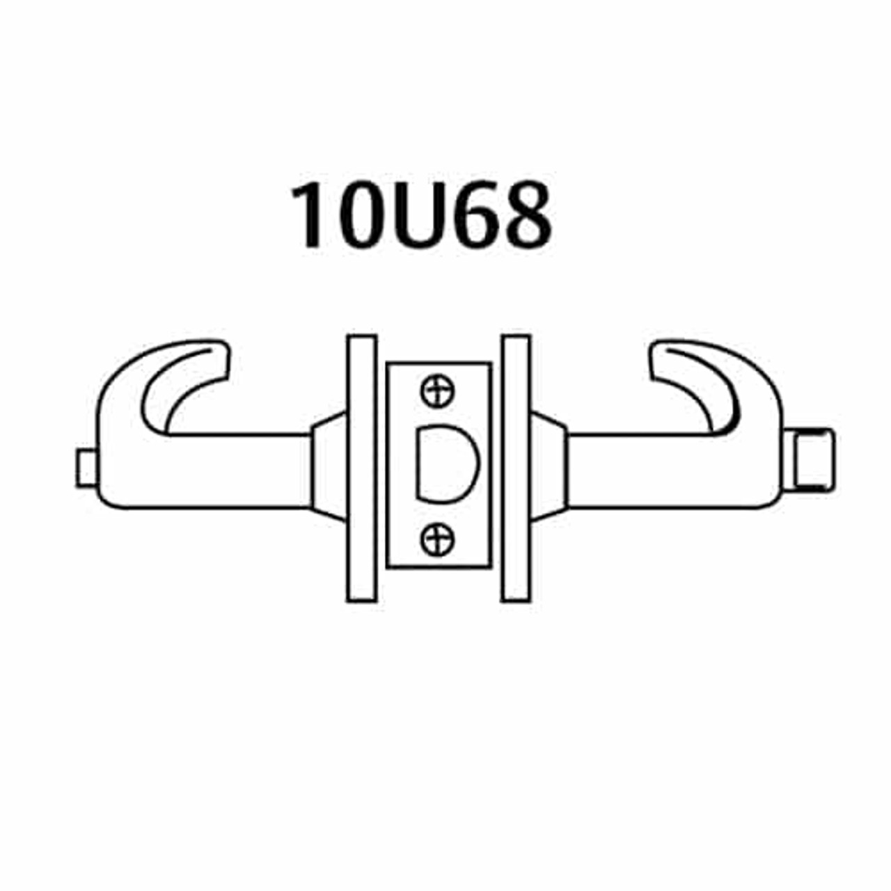 28-10U68-LB-26 Sargent 10 Line Cylindrical Hospital Privacy Locks with B Lever Design and L Rose in Bright Chrome