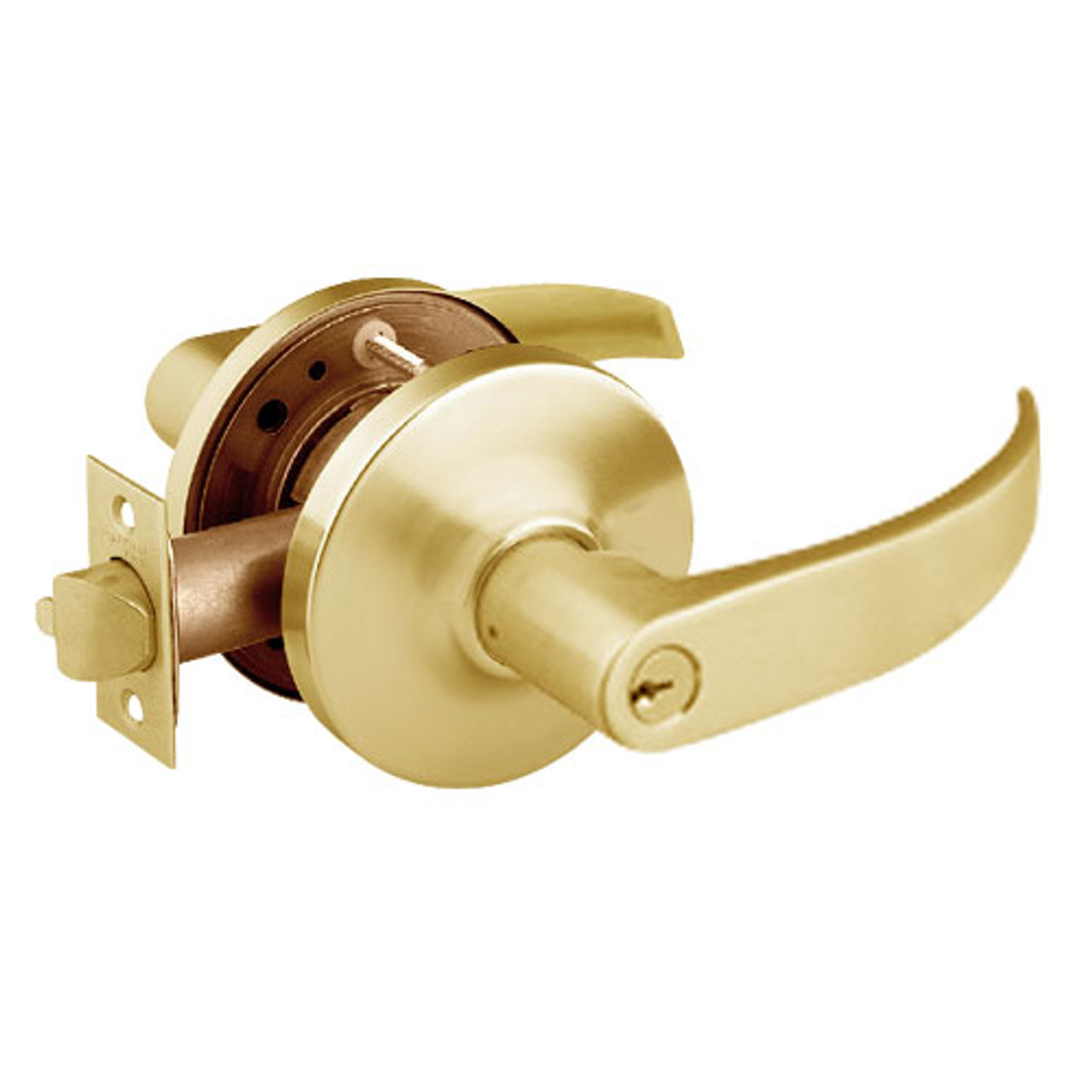 28-10G04-GP-03 Sargent 10 Line Cylindrical Storeroom/Closet Locks with P Lever Design and G Rose in Bright Brass