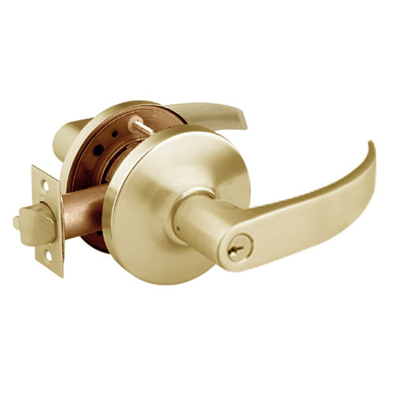 28-10G05-GP-04 Sargent 10 Line Cylindrical Entry/Office Locks with P Lever Design and G Rose in Satin Brass