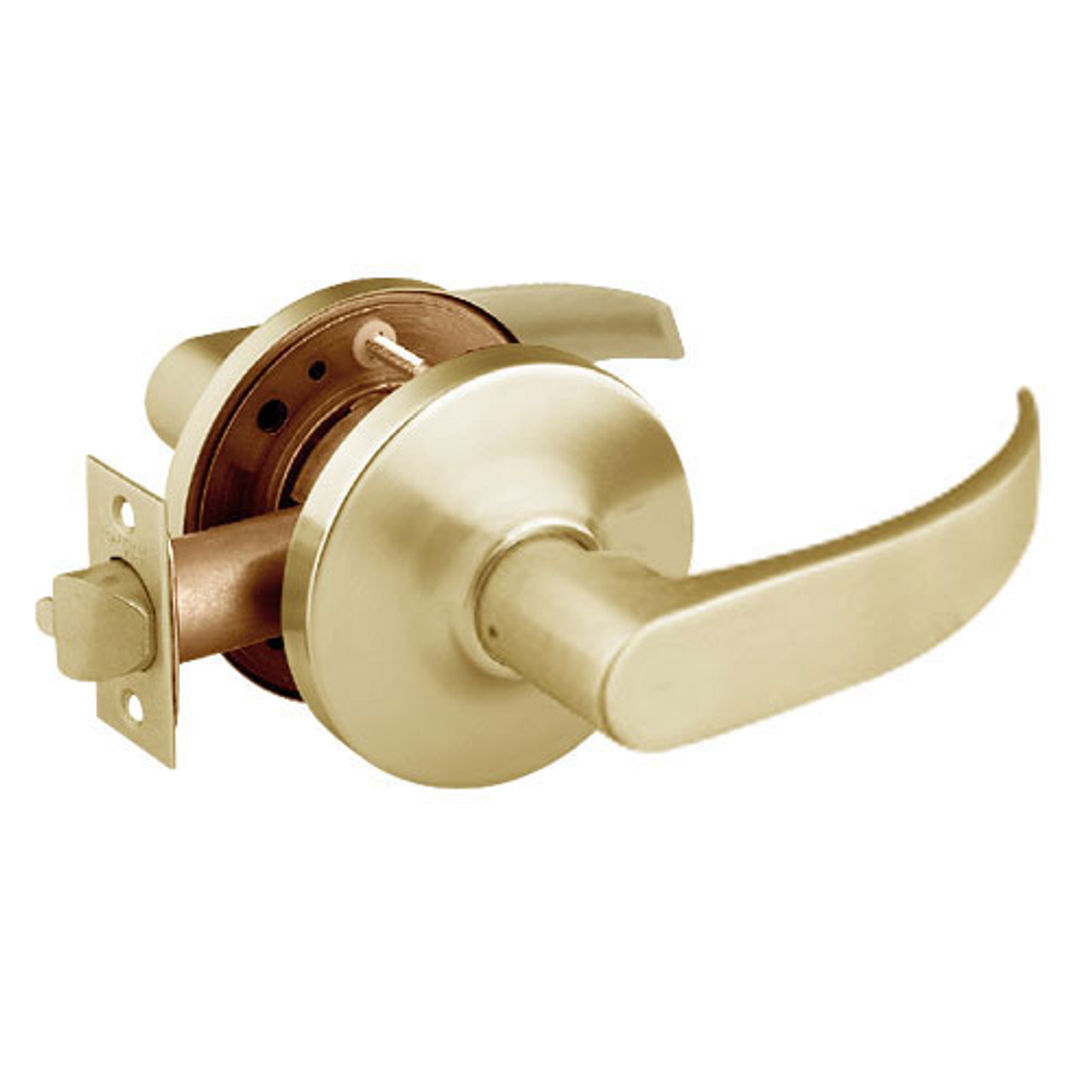 28-10U15-GP-04 Sargent 10 Line Cylindrical Passage Locks with P Lever Design and G Rose in Satin Brass