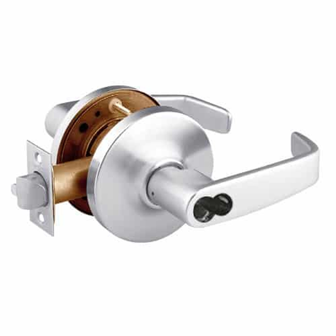 2870-10G04-GL-26 Sargent 10 Line Cylindrical Storeroom/Closet Locks with L Lever Design and G Rose Prepped for SFIC in Bright Chrome