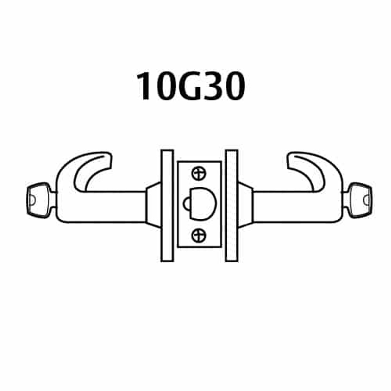 28LC-10G30-LB-26 Sargent 10 Line Cylindrical Communicating Locks with B Lever Design and L Rose Less Cylinder in Bright Chrome