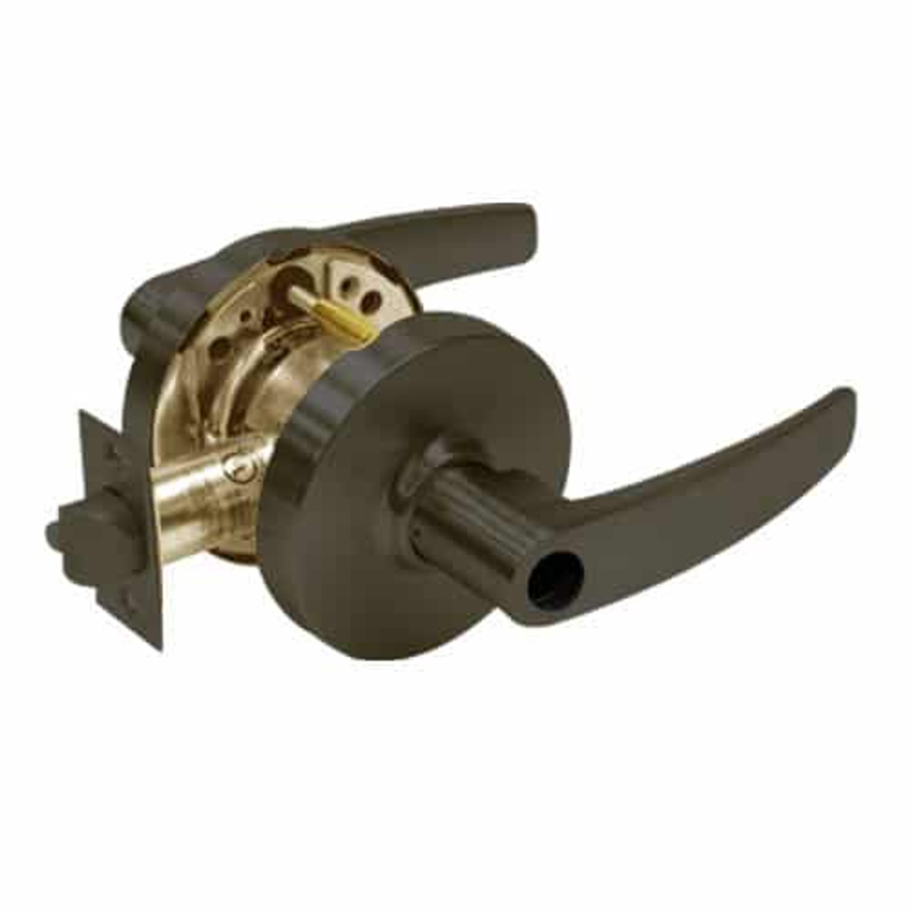 28LC-10G38-LB-10B Sargent 10 Line Cylindrical Classroom Locks with B Lever Design and L Rose Less Cylinder in Oxidized Dull Bronze