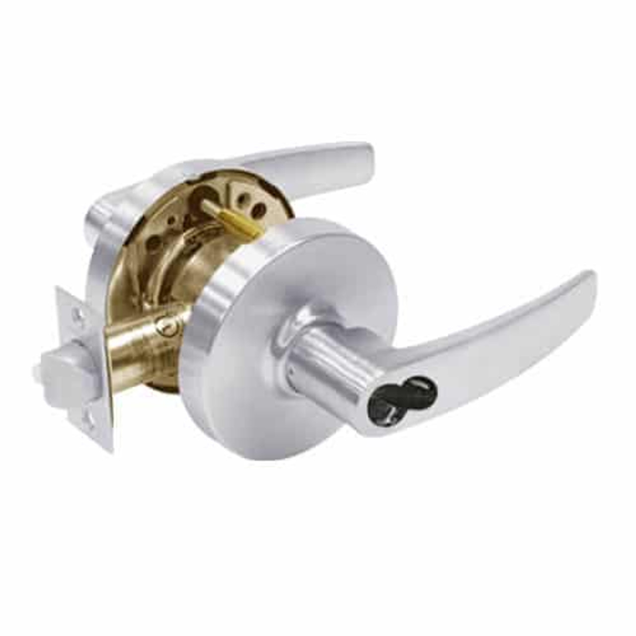 2860-10G04-LB-26 Sargent 10 Line Cylindrical Storeroom/Closet Locks with B Lever Design and L Rose Prepped for LFIC in Bright Chrome