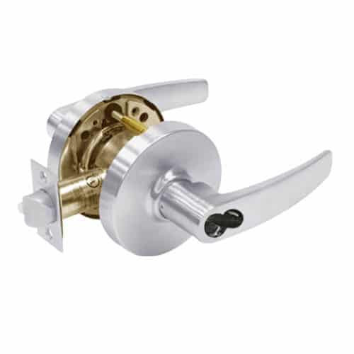 2870-10G05-LB-26 Sargent 10 Line Cylindrical Entry/Office Locks with B Lever Design and L Rose Prepped for SFIC in Bright Chrome