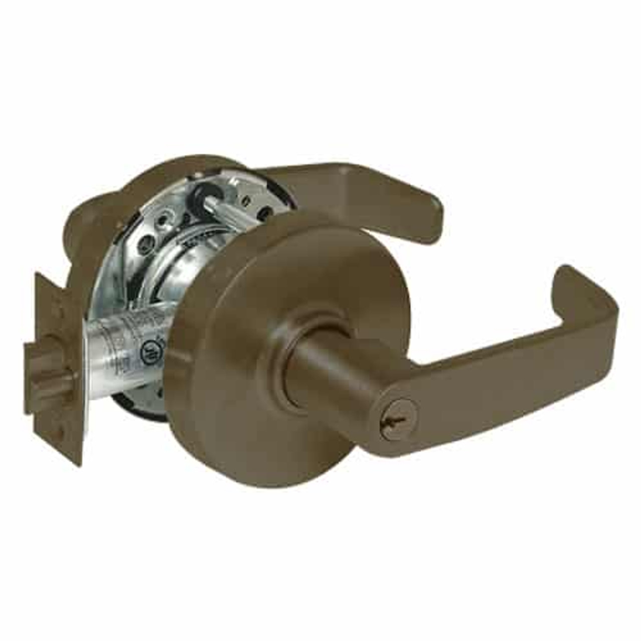 28-10G54-LL-10B Sargent 10 Line Cylindrical Dormitory Locks with L Lever Design and L Rose in Oxidized Dull Bronze