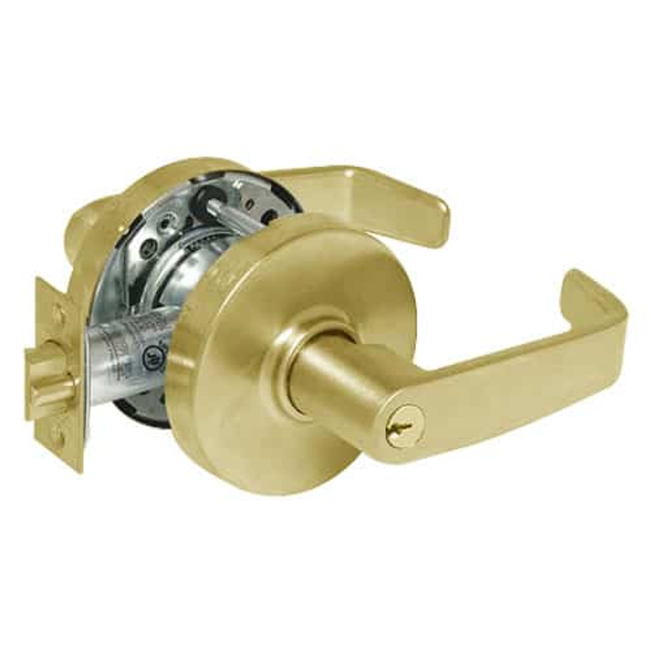 28-10G17-LL-03 Sargent 10 Line Cylindrical Institutional Locks with L Lever Design and L Rose in Bright Brass