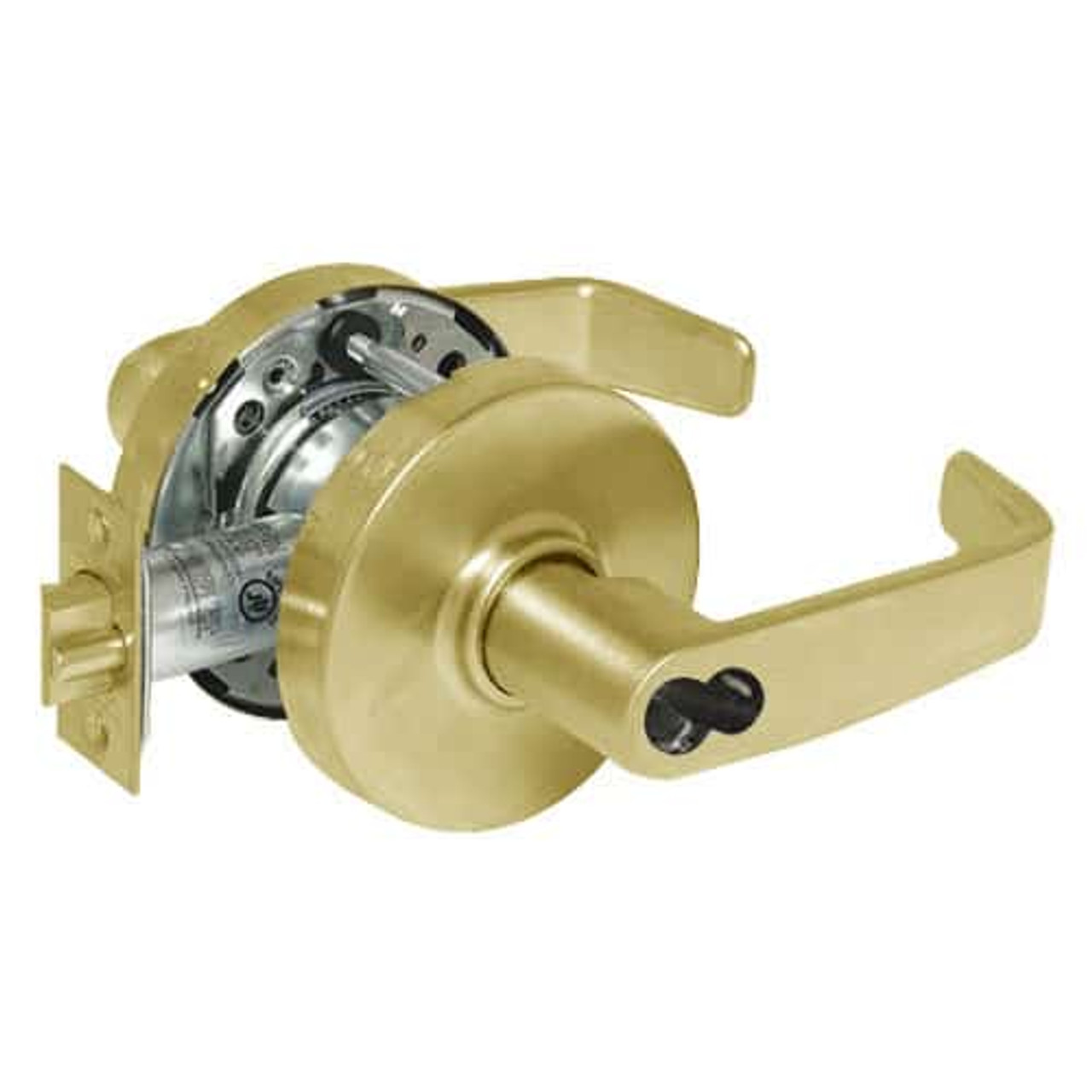 2870-10G04-LL-03 Sargent 10 Line Cylindrical Storeroom/Closet Locks with L Lever Design and L Rose Prepped for SFIC in Bright Brass