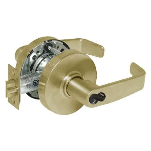 2870-10G37-LL-04 Sargent 10 Line Cylindrical Classroom Locks with L Lever Design and L Rose Prepped for SFIC in Satin Brass