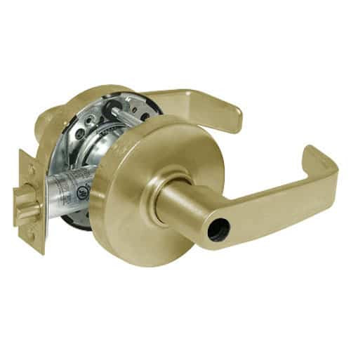 28LC-10G04-LL-04 Sargent 10 Line Cylindrical Storeroom/Closet Locks with L Lever Design and L Rose Less Cylinder in Satin Brass