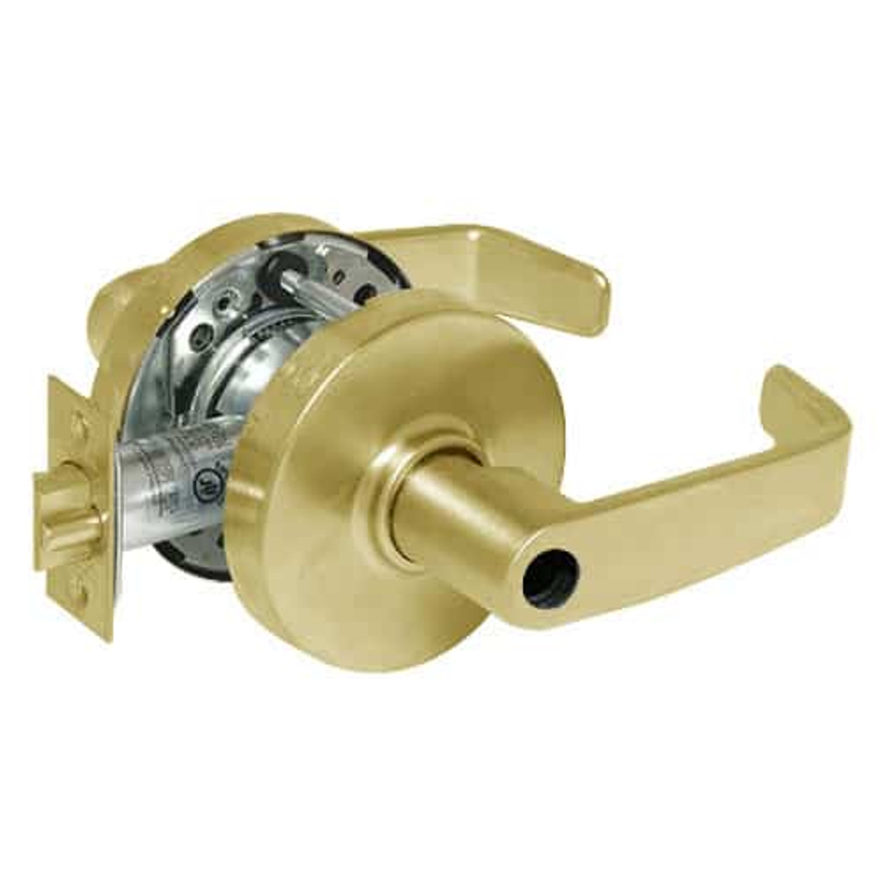 28LC-10G24-LL-03 Sargent 10 Line Cylindrical Entry Locks with L Lever Design and L Rose Less Cylinder in Bright Brass