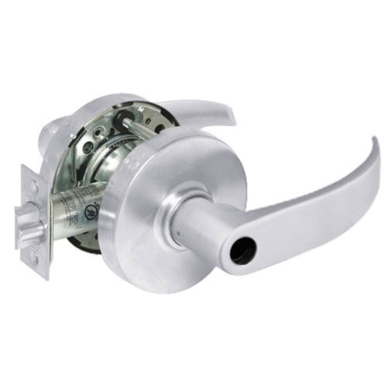28LC-10G05-LP-26 Sargent 10 Line Cylindrical Entry/Office Locks with P Lever Design and L Rose Less Cylinder in Bright Chrome