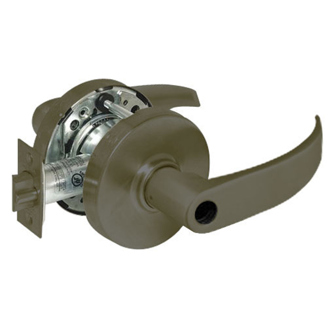 28LC-10G16-LP-10B Sargent 10 Line Cylindrical Classroom Locks with P Lever Design and L Rose Less Cylinder in Oxidized Dull Bronze